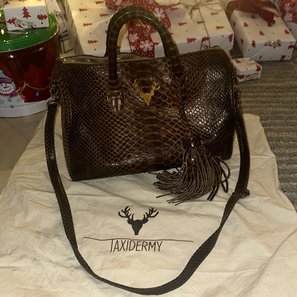 Taxidermy Python Leather Handbag. One of the OG’s. GORGEOUS!